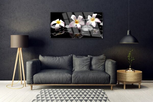 Quadro in vetro Pietre da fiore Pianta 100x50 cm 2 appendini