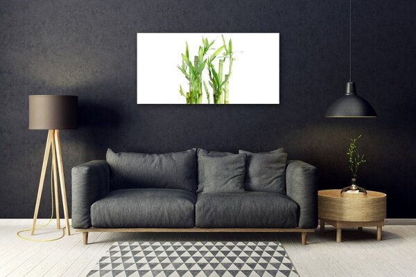 Quadro in vetro Pianta di bambù a stelo fiorito 100x50 cm 2 appendini