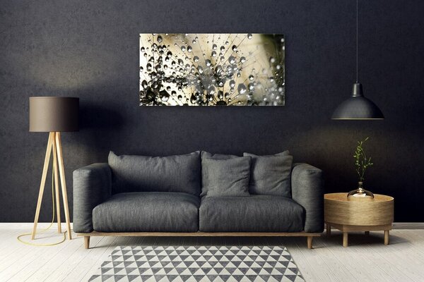 Quadro su vetro Pianta di dente di leone 100x50 cm 2 appendini
