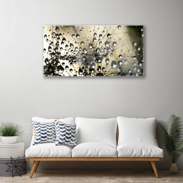 Quadro su vetro Pianta di dente di leone 100x50 cm 2 appendini