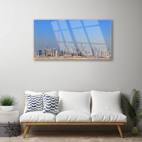 Quadro in vetro Case di città 100x50 cm 2 appendini