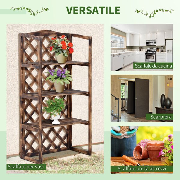 Outsunny Scaffalatura per Piante Fioriera a 3 Ripiani in Legno di Abete 80 x 40 x 148cm|Aosom