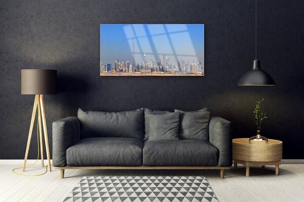 Quadro in vetro Case di città 100x50 cm 2 appendini