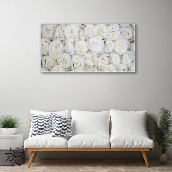 Quadro su vetro Rose Fiori Pianta 100x50 cm 2 appendini
