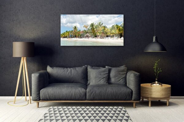 Quadro in vetro Spiaggia Palme Paesaggio 100x50 cm 2 appendini