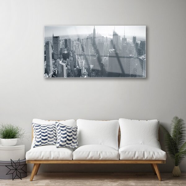 Quadro su vetro Case di città 100x50 cm 2 appendini
