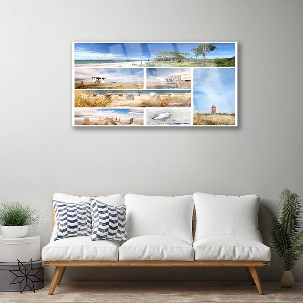 Quadro in vetro Paesaggio marino 100x50 cm 2 appendini