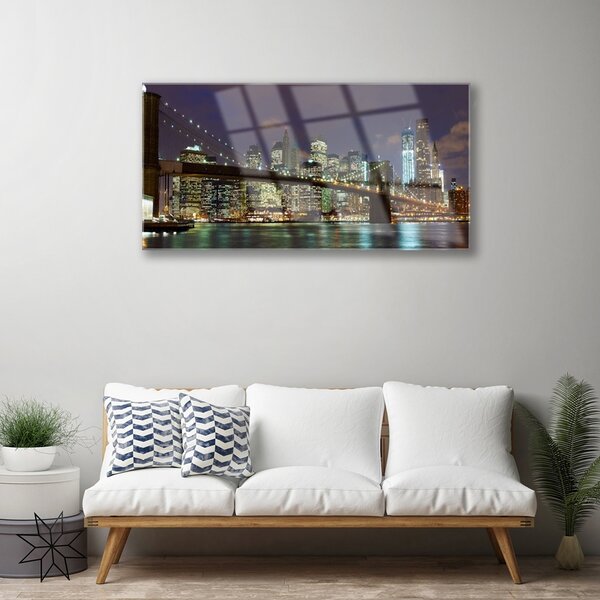 Quadro di vetro Architettura del ponte della città 100x50 cm 2 appendini
