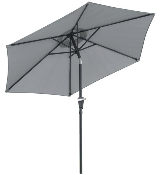 Outsunny Ombrellone da Giardino Inclinabile 2.3x2m con Apertura a Manovella e 6 Stecche, Grigio|Aosom