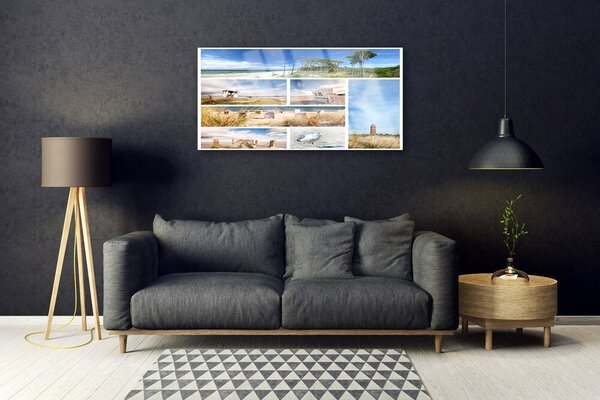 Quadro in vetro Paesaggio marino 100x50 cm 2 appendini