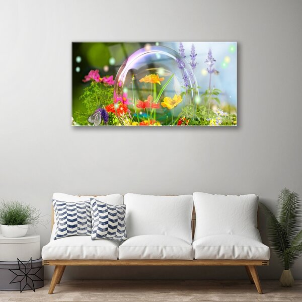 Quadro in vetro Fiori Pianta naturale 100x50 cm 2 appendini