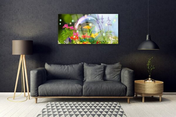 Quadro in vetro Fiori Pianta naturale 100x50 cm 2 appendini