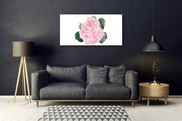 Quadro di vetro Fiore di rosa pianta naturale 100x50 cm 2 appendini