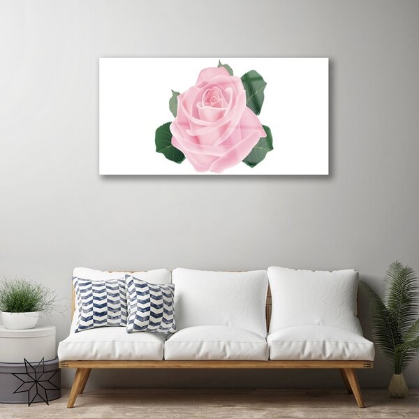 Quadro di vetro Fiore di rosa pianta naturale 100x50 cm 2 appendini