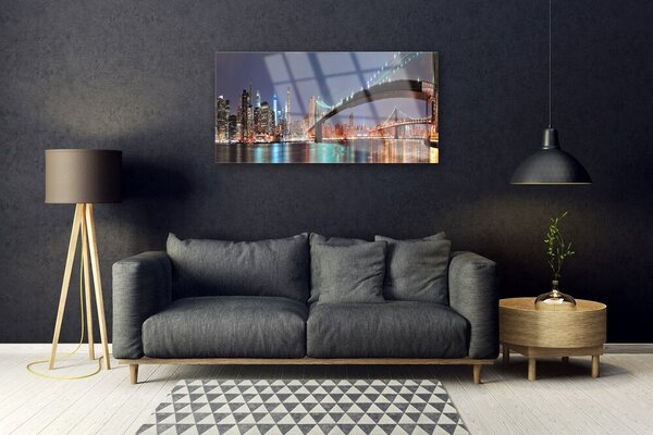 Quadro in vetro Architettura del ponte della città 100x50 cm 2 appendini
