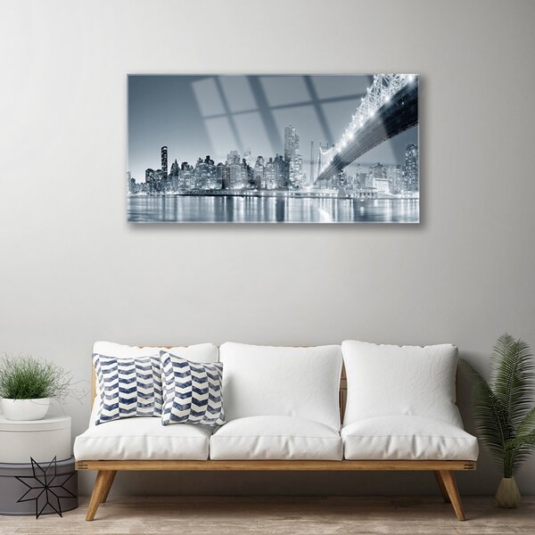 Quadro su vetro Architettura del ponte della città 100x50 cm 2 appendini