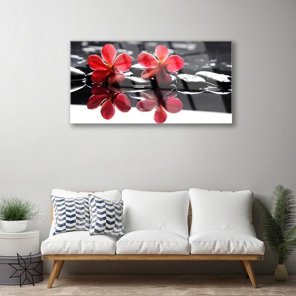 Quadro in vetro Pietre da fiore Pianta 100x50 cm 2 appendini