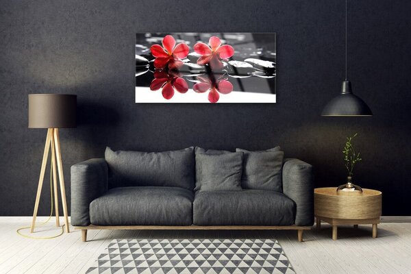 Quadro in vetro Pietre da fiore Pianta 100x50 cm 2 appendini
