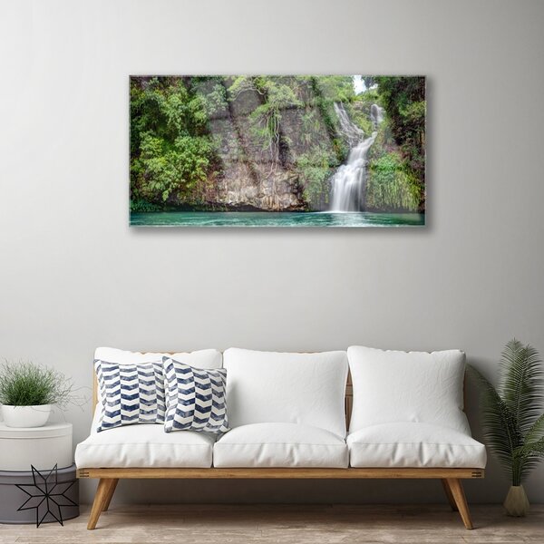 Quadro su vetro Cascata Rock Natura 100x50 cm 2 appendini