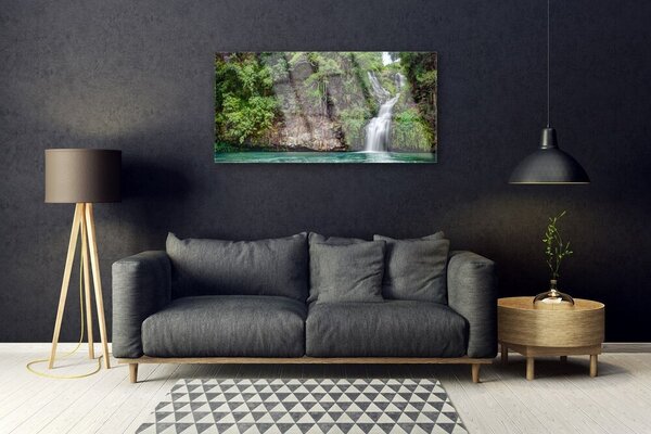 Quadro su vetro Cascata Rock Natura 100x50 cm 2 appendini