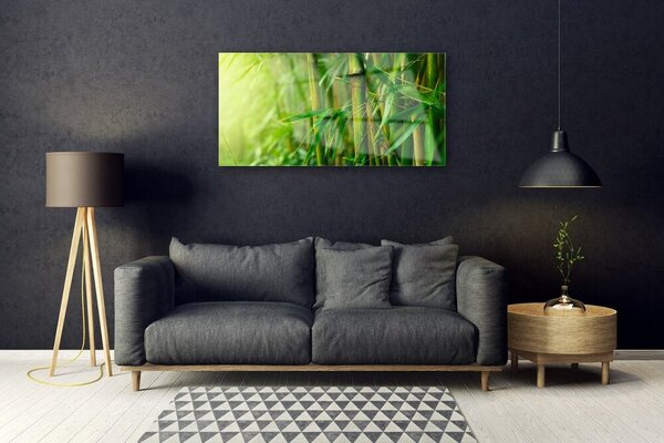 Quadro su vetro Pianta a stelo di bambù 100x50 cm 2 appendini