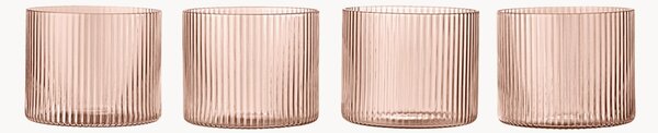 Set di 4 bicchieri in vetro soffiato con scanalatura in rilievo Ripple, 200 ml
