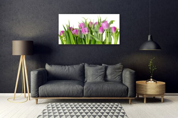Quadro in vetro Tulipani Fiori Pianta 100x50 cm 2 appendini