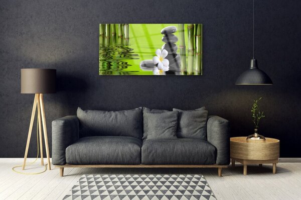 Quadro in vetro Pianta di bambù 100x50 cm 2 appendini