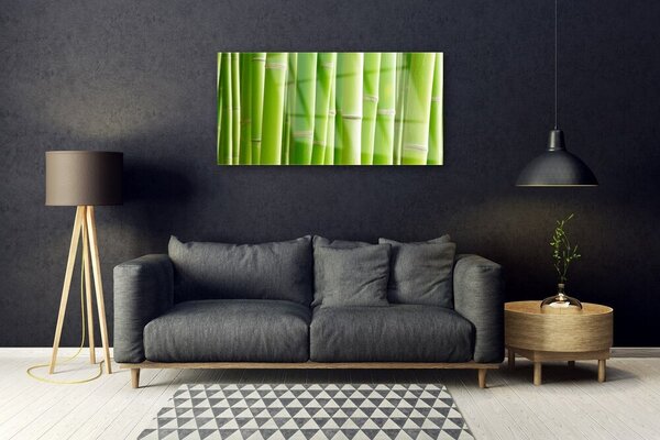Quadro su vetro Pianta di bambù a stelo fiorito 100x50 cm 2 appendini