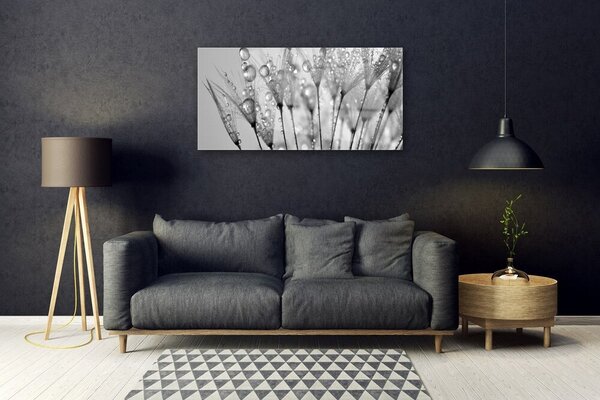 Quadro su vetro Pianta di dente di leone 100x50 cm 2 appendini