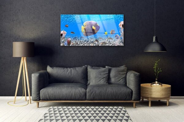 Quadro in vetro Pesce Natura 100x50 cm 2 appendini