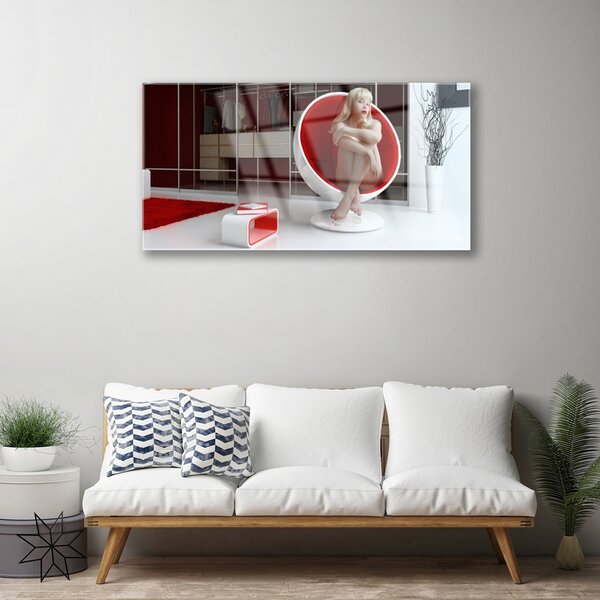 Quadro su vetro Camera Donna nuda 100x50 cm 2 appendini