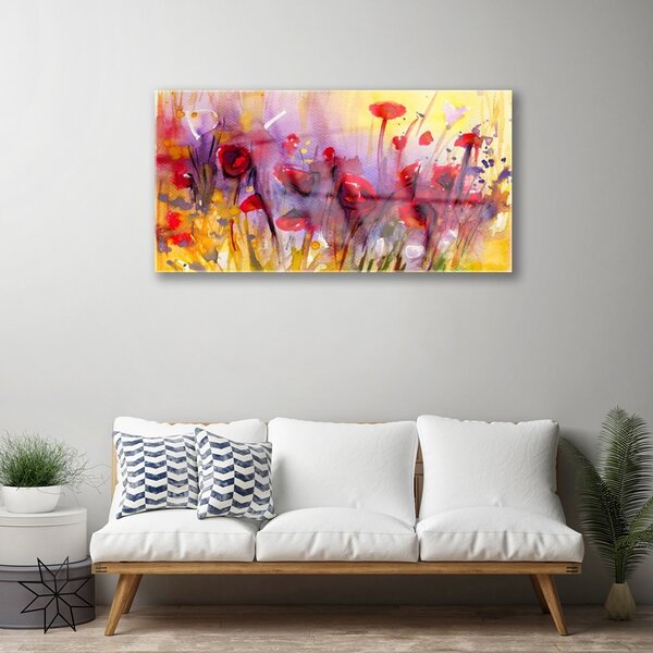 Quadro di vetro Fiori Pianta Natura Arte 100x50 cm 2 appendini
