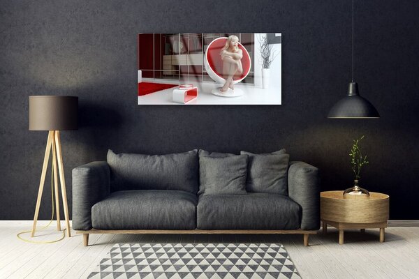 Quadro su vetro Camera Donna nuda 100x50 cm 2 appendini