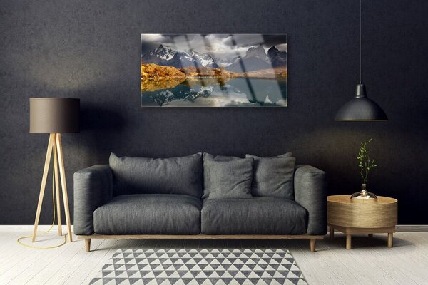 Quadro vetro Paesaggio del lago di montagna 100x50 cm 2 appendini