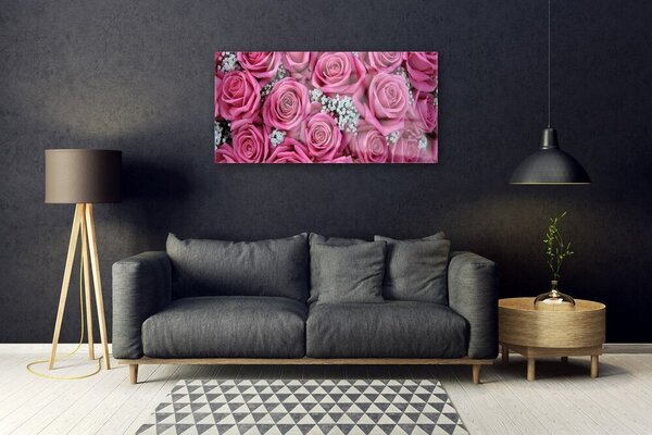 Quadro di vetro Rose Fiori Pianta 100x50 cm 2 appendini