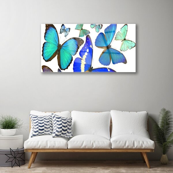 Quadro su vetro Farfalle Natura 100x50 cm 2 appendini