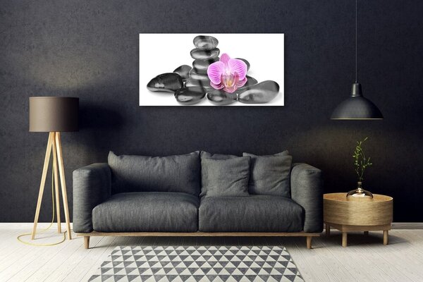 Quadro di vetro Pietre fiorite Arte 100x50 cm 2 appendini