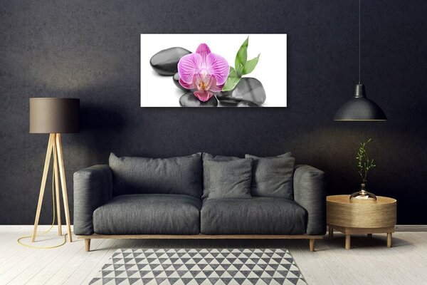 Quadro vetro Pietre di fiori d'arte 100x50 cm 2 appendini