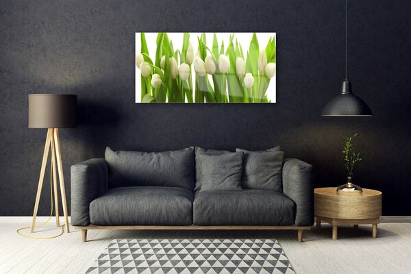 Quadro su vetro Tulipani Fiori Pianta 100x50 cm 2 appendini