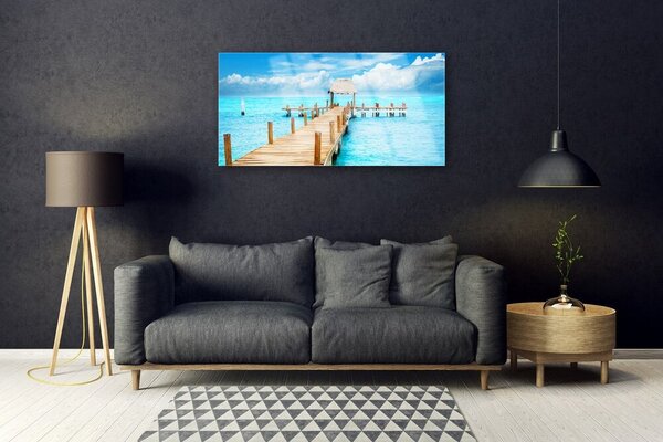 Quadro in vetro Architettura del mare a ponte 100x50 cm 2 appendini