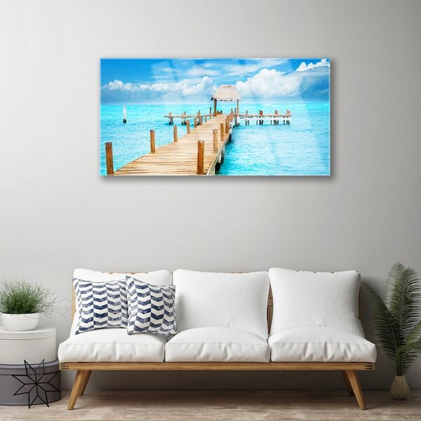 Quadro in vetro Architettura del mare a ponte 100x50 cm 2 appendini