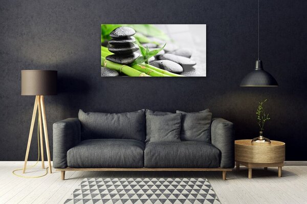 Quadro di vetro Pianta di bambù 100x50 cm 2 appendini