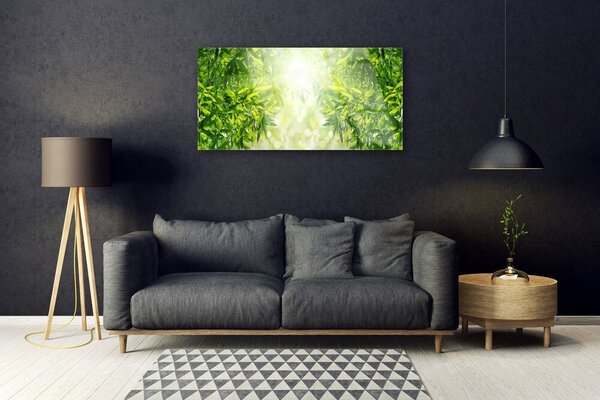 Quadro vetro Foglia Natura Pianta 100x50 cm 2 appendini