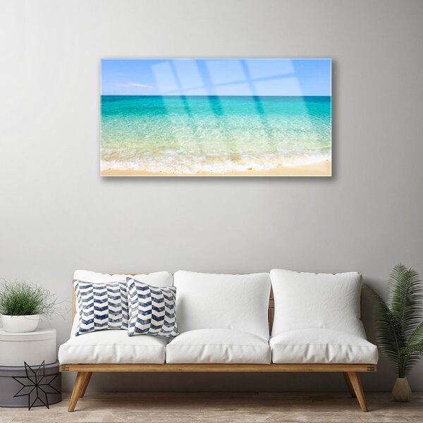 Quadro in vetro Paesaggio marino 100x50 cm 2 appendini