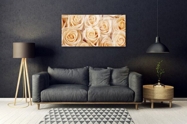 Quadro di vetro Rose Fiori Pianta 100x50 cm 2 appendini