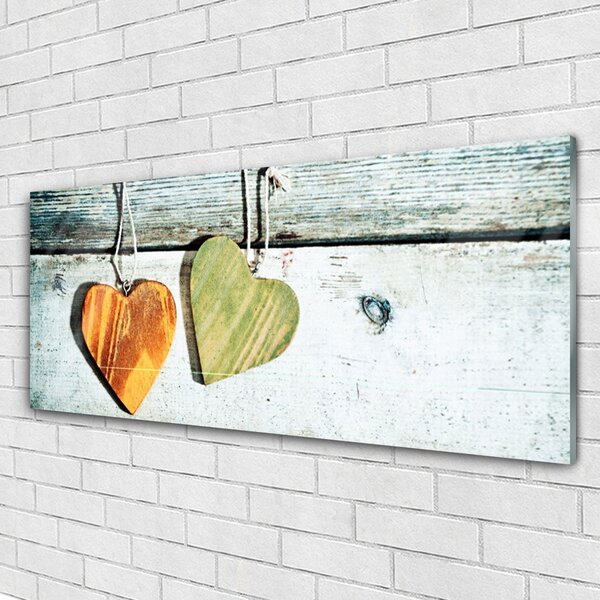 Quadro di vetro Arte del cuore in legno 100x50 cm 2 appendini