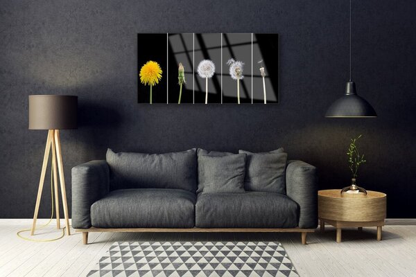 Quadro su vetro Pianta di dente di leone 100x50 cm 2 appendini