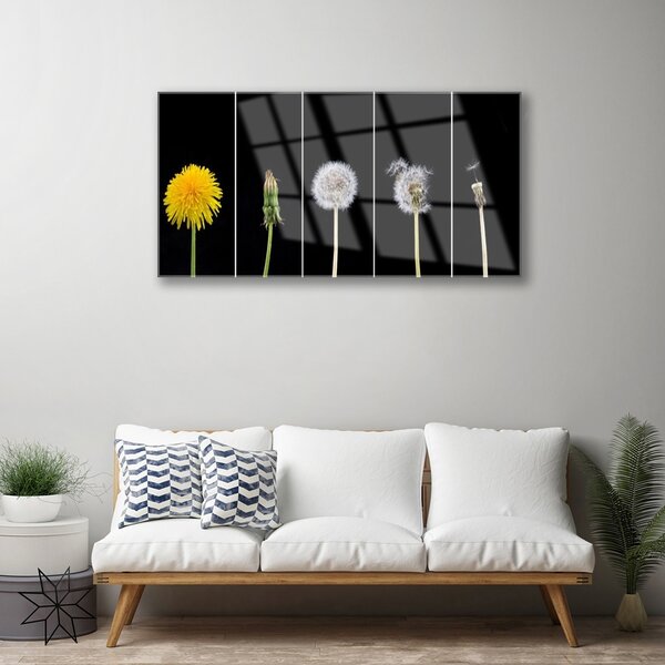 Quadro su vetro Pianta di dente di leone 100x50 cm 2 appendini