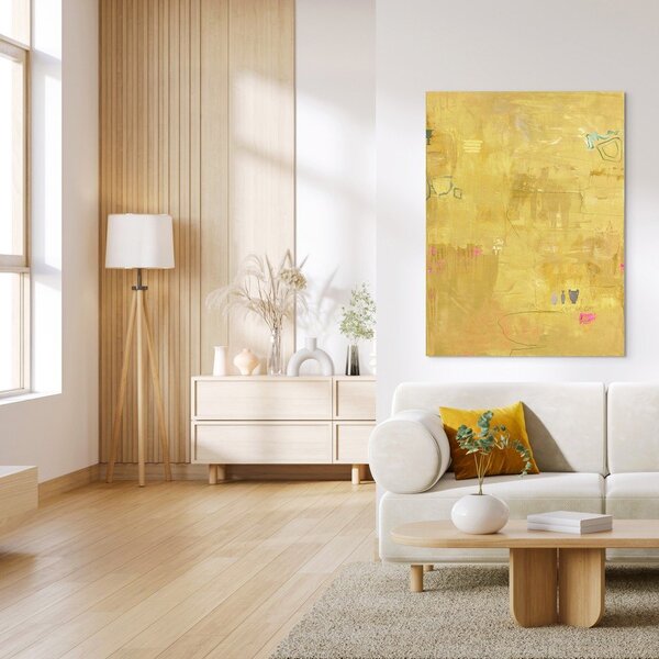 Dipinto dipinto a mano dipinto su tela 88x118 cm Yellow Petite – Malerifabrikken